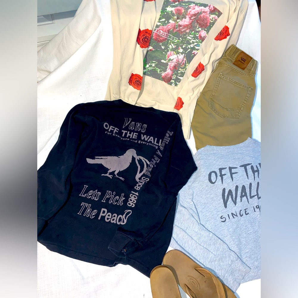 COPY - Vans OFF THE WALL Tan Pants & 3 long sleeve tees
